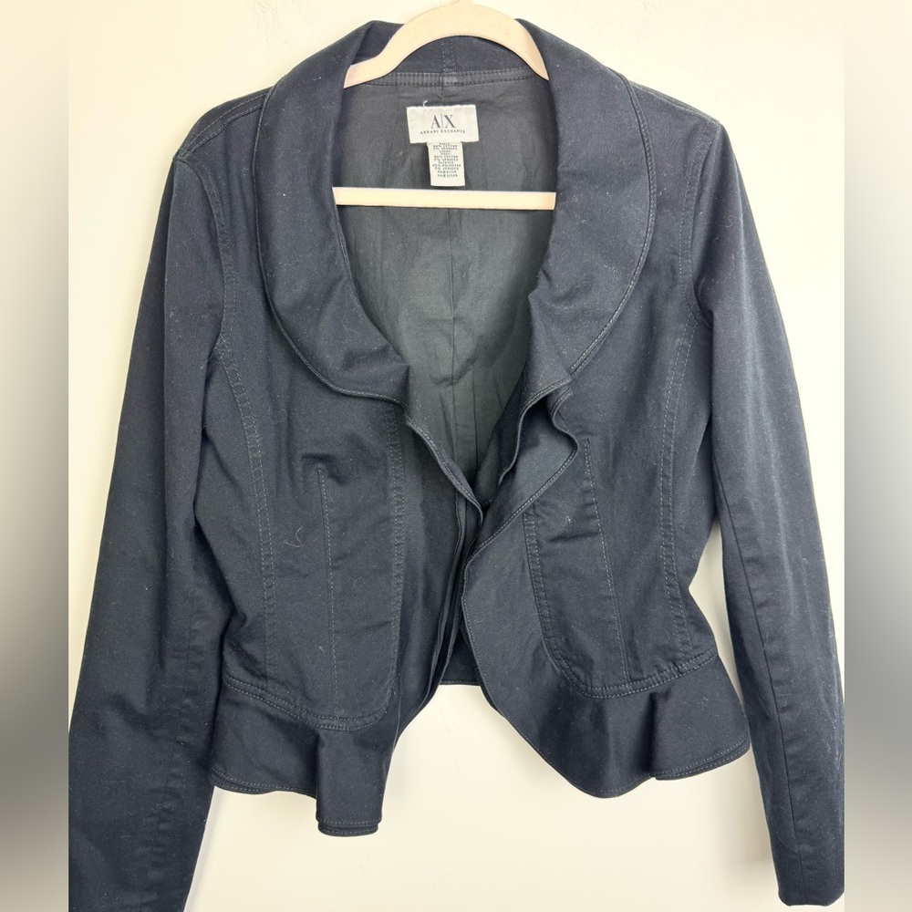 A/X Armani Exchange Black Ruffe Front Blazer Size Large
